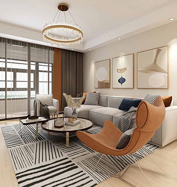 84m²现代轻奢风格案例-客厅